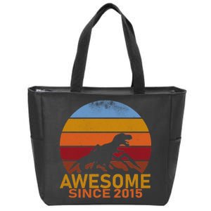 Dinosaur 7th Birthday Gift Awesome Since 2015 Zip Tote Bag