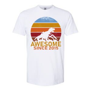 Dinosaur 7th Birthday Gift Awesome Since 2015 Softstyle CVC T-Shirt