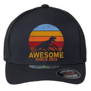 Dinosaur 9th Birthday Gift Awesome Since 2013 Flexfit Unipanel Trucker Cap