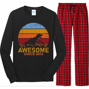 Dinosaur 9th Birthday Gift Awesome Since 2013 Long Sleeve Pajama Set