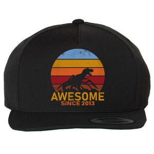 Dinosaur 9th Birthday Gift Awesome Since 2013 Wool Snapback Cap