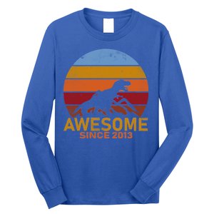 Dinosaur 9th Birthday Gift Awesome Since 2013 Long Sleeve Shirt