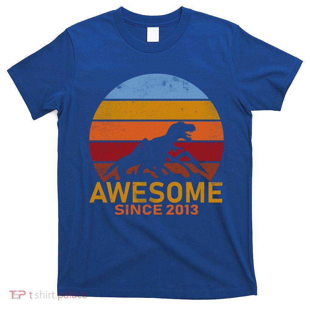 Dinosaur 9th Birthday Gift Awesome Since 2013 T-Shirt