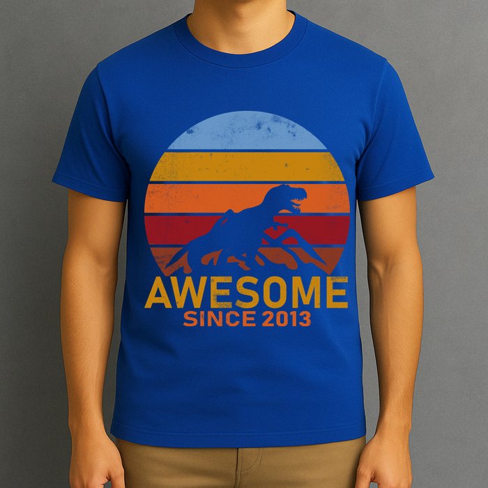 Dinosaur 9th Birthday Gift Awesome Since 2013 T-Shirt