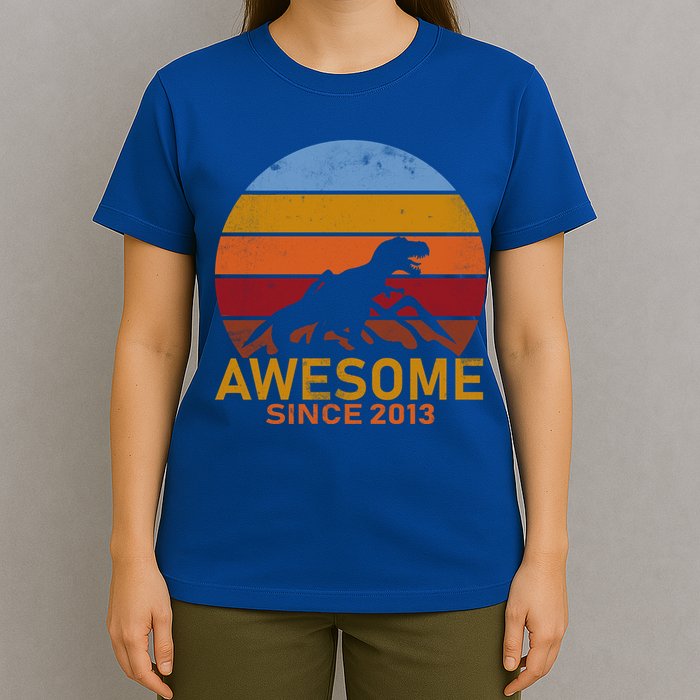 Dinosaur 9th Birthday Gift Awesome Since 2013 T-Shirt