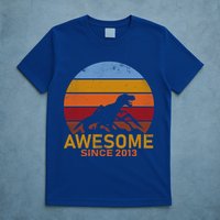 Dinosaur 9th Birthday Gift Awesome Since 2013 T-Shirt