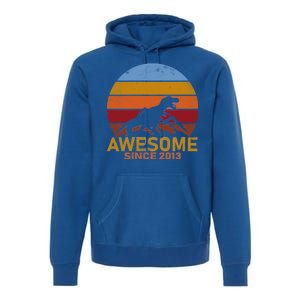 Dinosaur 9th Birthday Gift Awesome Since 2013 Premium Hoodie