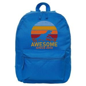 Dinosaur 9th Birthday Gift Awesome Since 2013 16 in Basic Backpack