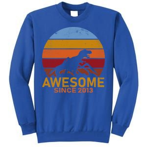 Dinosaur 9th Birthday Gift Awesome Since 2013 Tall Sweatshirt