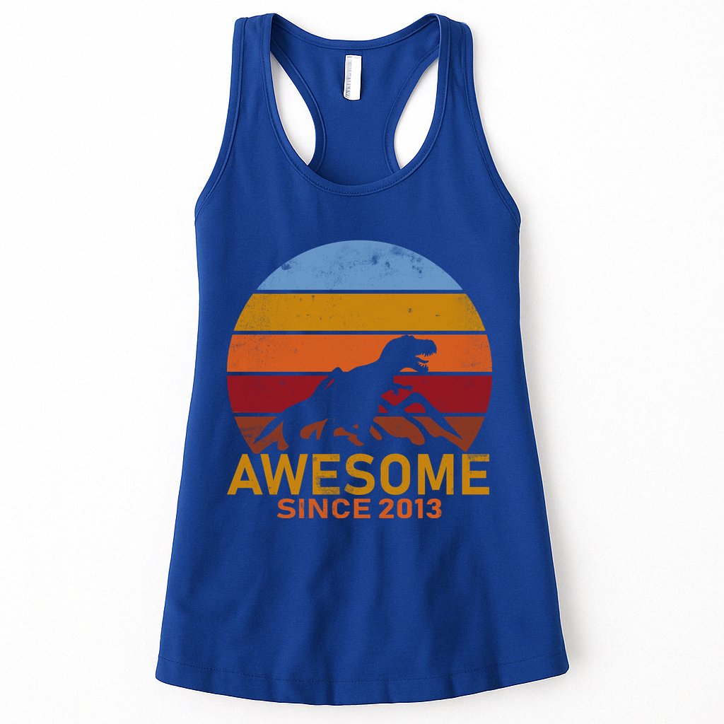 Dinosaur 9th Birthday Gift Awesome Since 2013 Womens Tank Top
