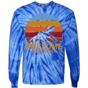 Dinosaur 9th Birthday Gift Awesome Since 2013 Tie-Dye Long Sleeve Shirt