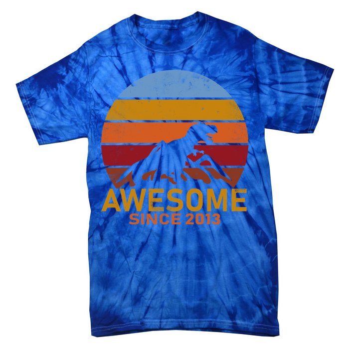 Dinosaur 9th Birthday Gift Awesome Since 2013 Tie-Dye T-Shirt