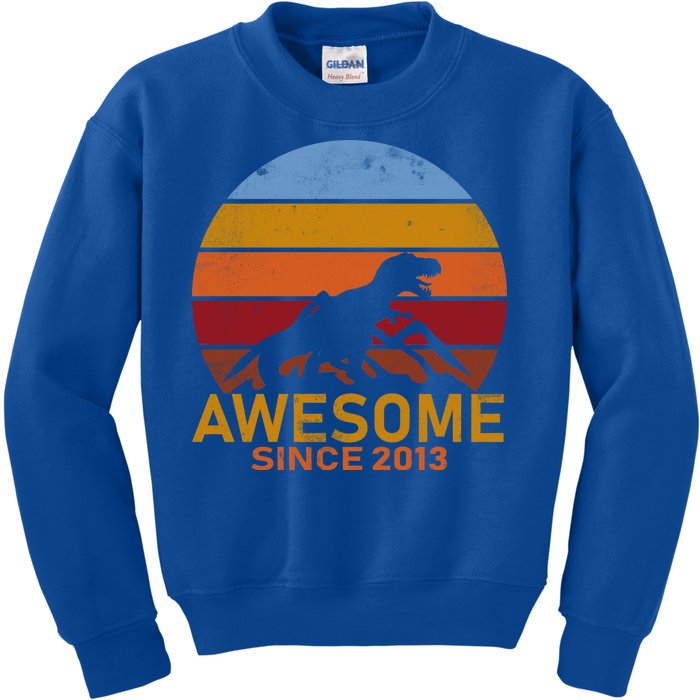 Dinosaur 9th Birthday Gift Awesome Since 2013 Kids Sweatshirt