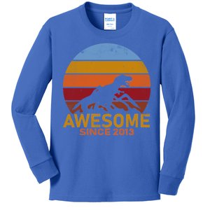 Dinosaur 9th Birthday Gift Awesome Since 2013 Kids Long Sleeve Shirt