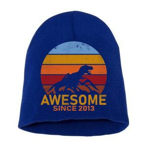 Dinosaur 9th Birthday Gift Awesome Since 2013 Short Acrylic Beanie