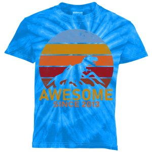 Dinosaur 9th Birthday Gift Awesome Since 2013 Kids Tie-Dye T-Shirt