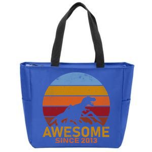 Dinosaur 9th Birthday Gift Awesome Since 2013 Zip Tote Bag