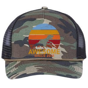 Dinosaur 9th Birthday Gift Awesome Since 2013 Retro Rope Trucker Hat Cap