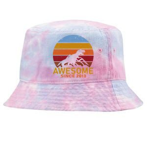 Dinosaur 9th Birthday Gift Awesome Since 2013 Tie-Dyed Bucket Hat