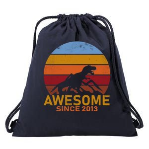 Dinosaur 9th Birthday Gift Awesome Since 2013 Drawstring Bag