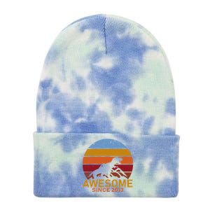 Dinosaur 9th Birthday Gift Awesome Since 2013 Tie Dye 12in Knit Beanie