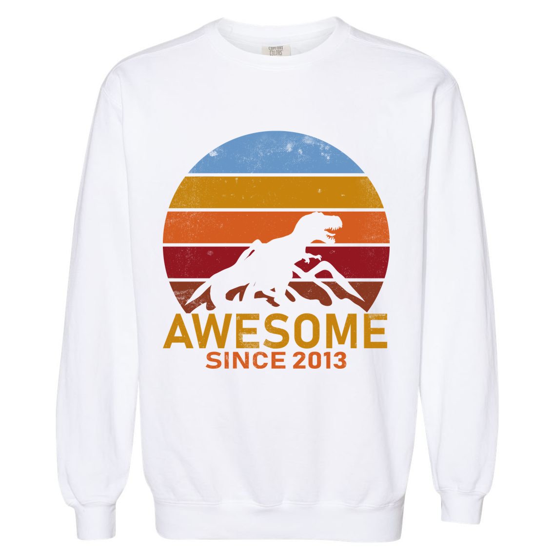 Dinosaur 9th Birthday Gift Awesome Since 2013 Garment-Dyed Sweatshirt