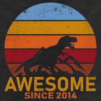 Dinosaur 8th Birthday Gift Awesome Since 2014 7 Panel Mesh Trucker Snapback Hat