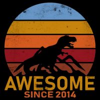 Dinosaur 8th Birthday Gift Awesome Since 2014 Flatbill Hat