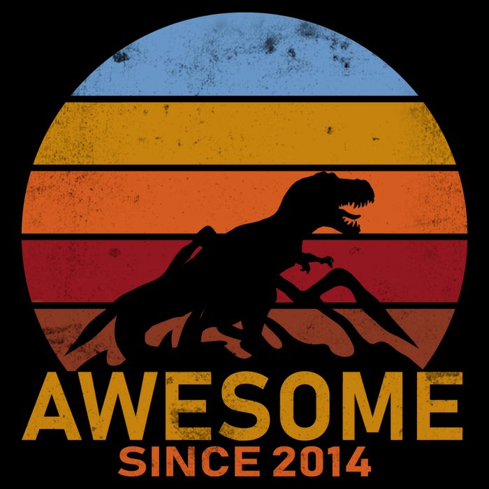 Dinosaur 8th Birthday Gift Awesome Since 2014 Flatbill Hat