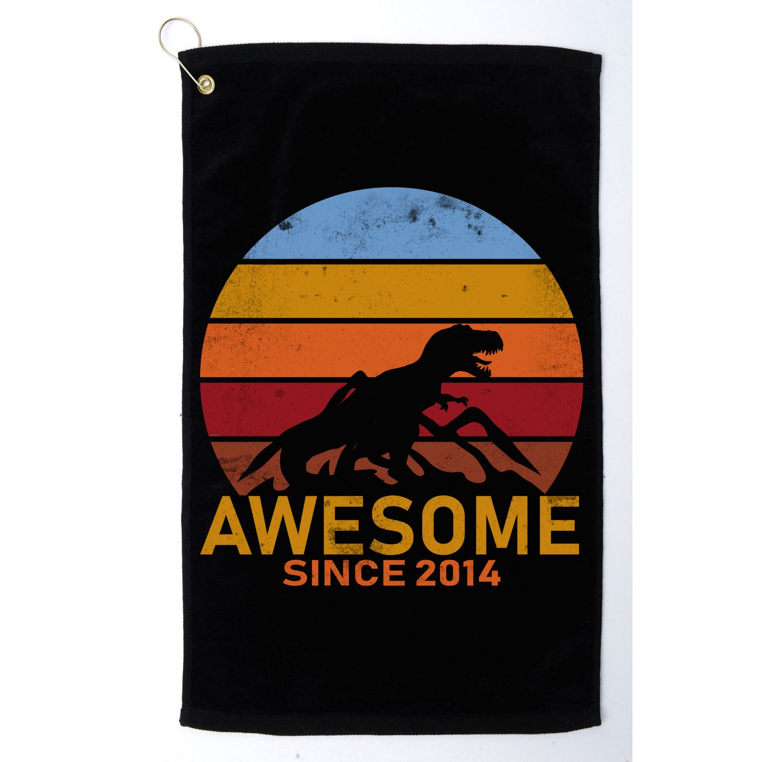 Dinosaur 8th Birthday Gift Awesome Since 2014 Golf Towel
