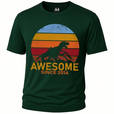 Dinosaur 8th Birthday Gift Awesome Since 2014 Performance Shirt