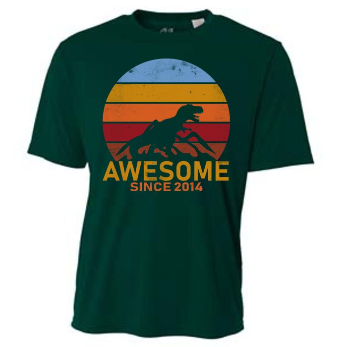 Dinosaur 8th Birthday Gift Awesome Since 2014 Cooling Performance Crew T-Shirt