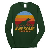 Dinosaur 8th Birthday Gift Awesome Since 2014 Long Sleeve Shirt