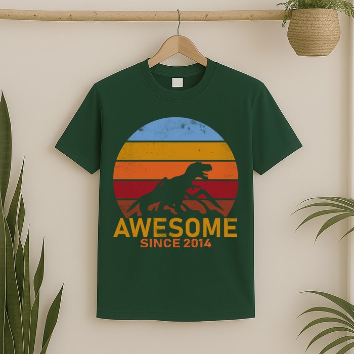 Dinosaur 8th Birthday Gift Awesome Since 2014 T-Shirt