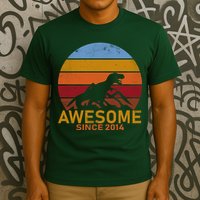 Dinosaur 8th Birthday Gift Awesome Since 2014 T-Shirt