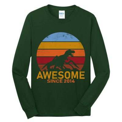 Dinosaur 8th Birthday Gift Awesome Since 2014 Tall Long Sleeve T-Shirt