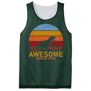 Dinosaur 8th Birthday Gift Awesome Since 2014 Mesh Reversible Basketball Jersey Tank