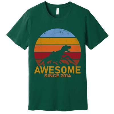 Dinosaur 8th Birthday Gift Awesome Since 2014 Premium T-Shirt