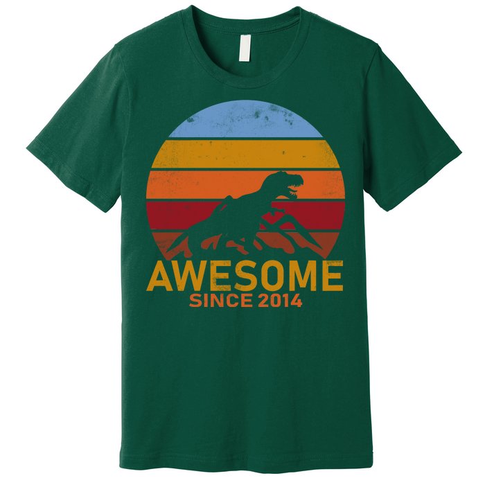 Dinosaur 8th Birthday Gift Awesome Since 2014 Premium T-Shirt