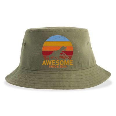 Dinosaur 8th Birthday Gift Awesome Since 2014 Sustainable Bucket Hat