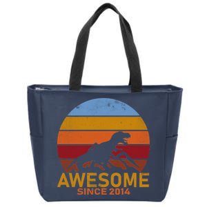 Dinosaur 8th Birthday Gift Awesome Since 2014 Zip Tote Bag