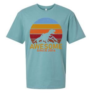 Dinosaur 8th Birthday Gift Awesome Since 2014 Sueded Cloud Jersey T-Shirt