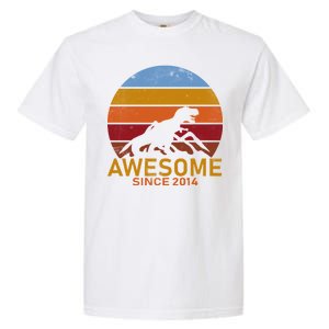 Dinosaur 8th Birthday Gift Awesome Since 2014 Garment-Dyed Heavyweight T-Shirt