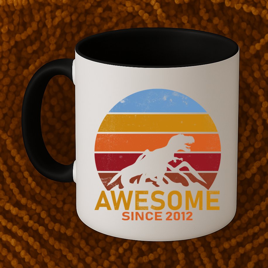 Dinosaur 7th Birthday Gift Awesome Since 2012 Mug