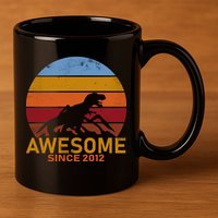 Dinosaur 7th Birthday Gift Awesome Since 2012 11oz C Handle Ceramic Mug