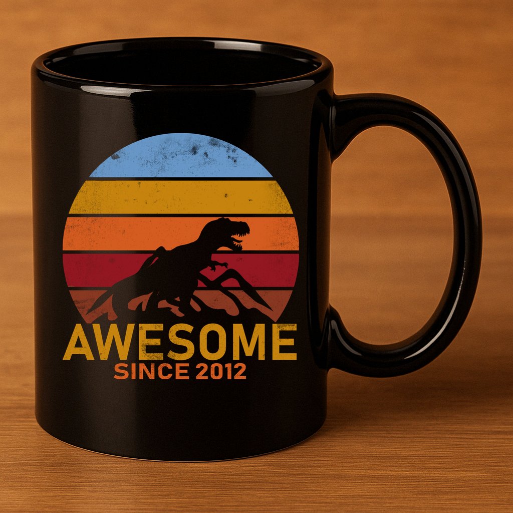 Dinosaur 7th Birthday Gift Awesome Since 2012 11oz C Handle Ceramic Mug
