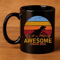 Dinosaur 7th Birthday Gift Awesome Since 2012 11oz C Handle Ceramic Mug