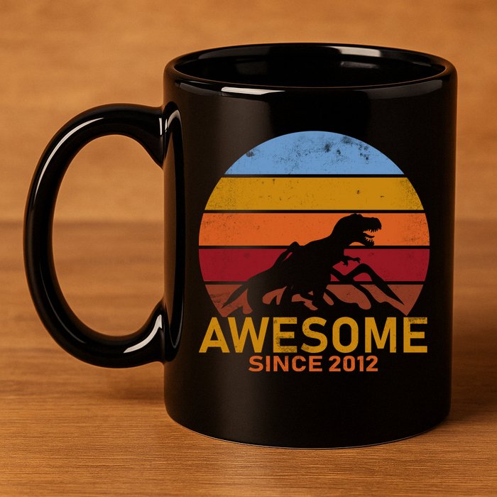 Dinosaur 7th Birthday Gift Awesome Since 2012 11oz C Handle Ceramic Mug