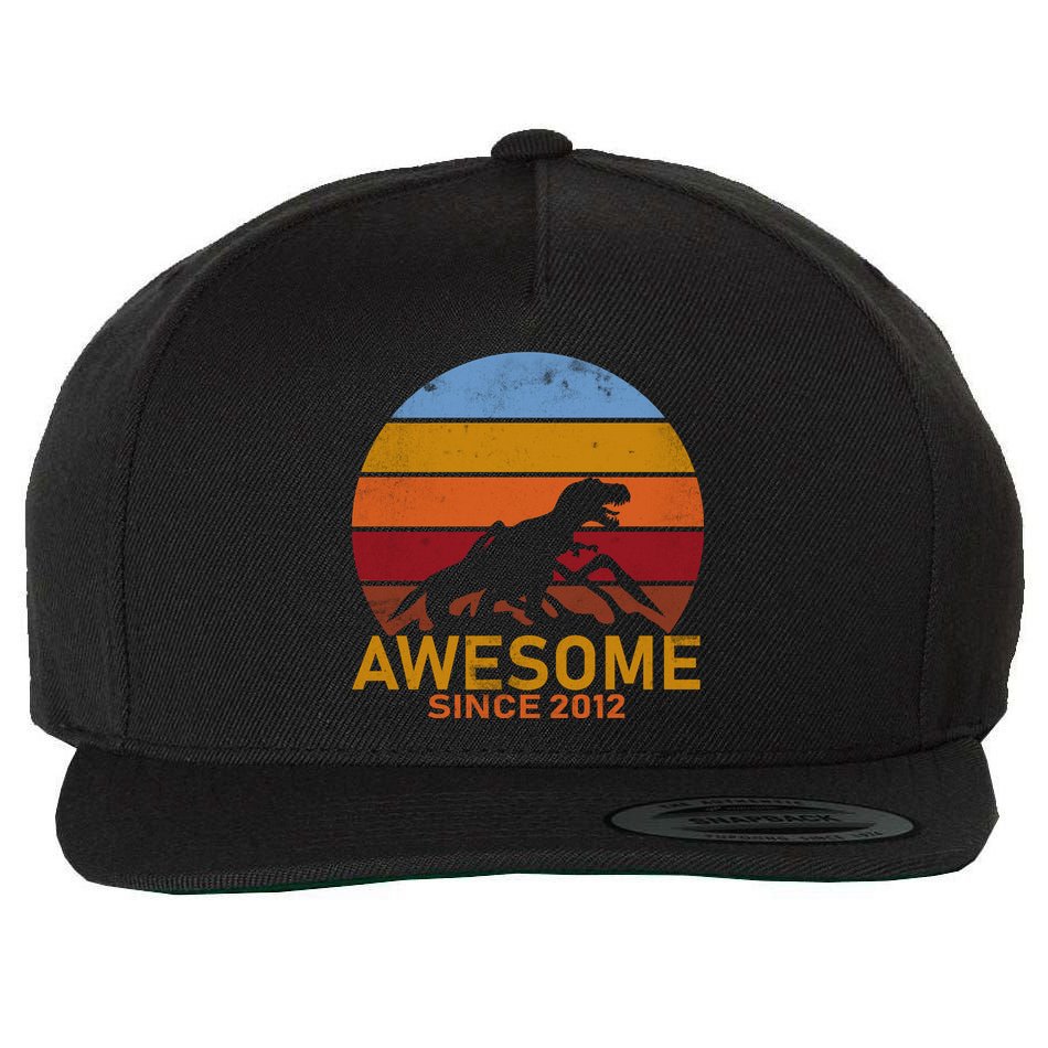 Dinosaur 7th Birthday Gift Awesome Since 2012 Wool Snapback Cap