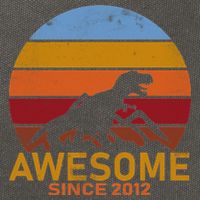 Dinosaur 7th Birthday Gift Awesome Since 2012 Cotton Canvas Backpack